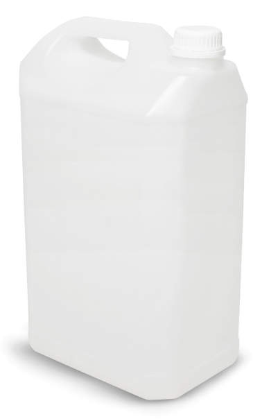 Envase plástico de 6 litros en polietileno de alta densidad (PEAD) con tapa rosca para transporte y almacenamiento de líquidos.