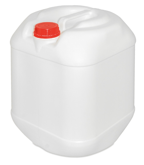 Envase plástico T-14 de 14 litros fabricado en polietileno de alta densidad (PEAD) para almacenamiento y transporte de líquidos.
